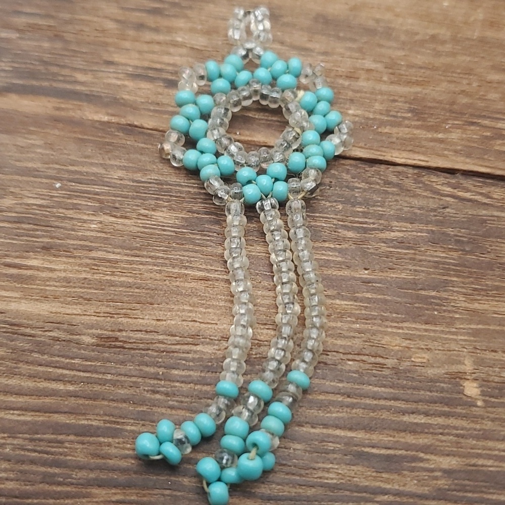 Crotchet native seed beaded‎ wild flower necklace pendant